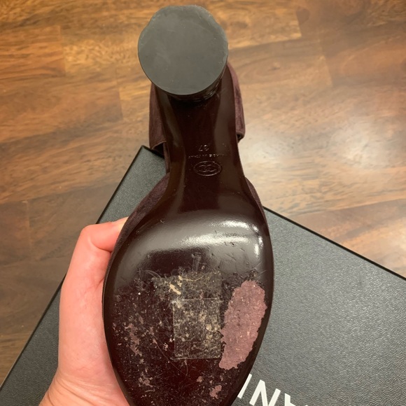 Channel suede calfskin dark purple heels size 37 - Picture 11 of 12